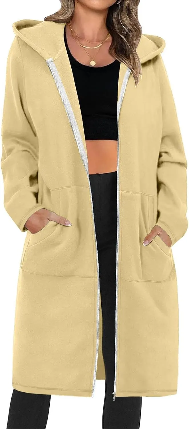Hoodies for Women Fall Fashion Sweatshirts Casual Lightweight Long Zipper Oversized Full Zip Up Jacket with Pockets