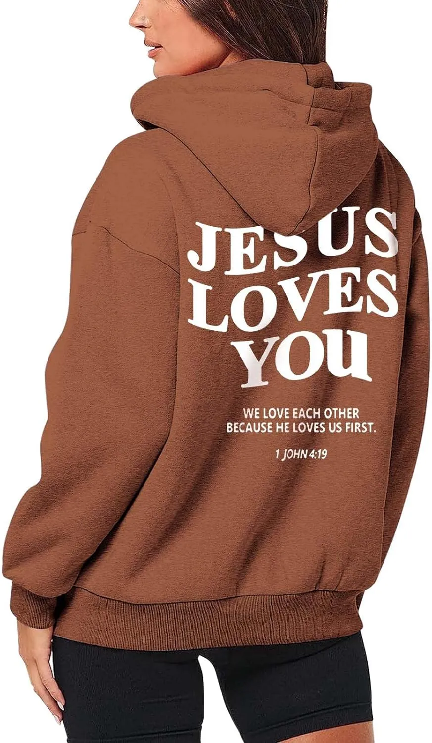 Jesus Loves You Zip Up Christian Hoodies for Women Bible Verse Oversized Long Sleeve Pockets Drawstring Sweatshirts