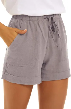 KINGFEN Women Casual Shorts Drawstring Comfy Elastic Waist Shorts Summer Pull On Short with Pockets(S-2XL)