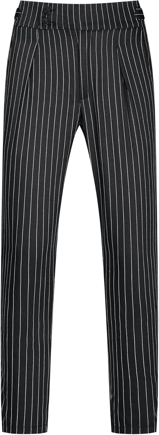 Lars Amadeus Striped Tapered Pants for Men's Pleated Front Formal Dress Pants