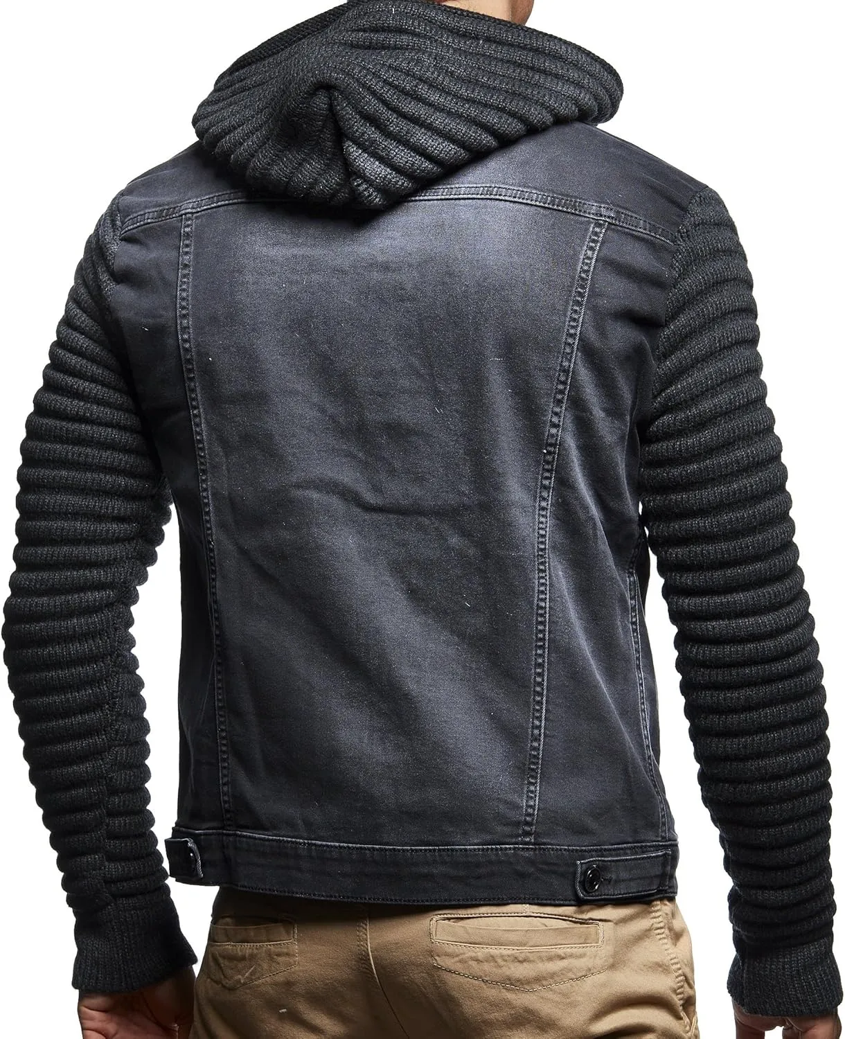 Leif Nelson LN5240 Men's Denim Jacket with Knitted Sleeves