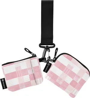 Light Blush and White Checkered Pattern Dual Wristlet Wallets for Women Thin Flat Zipper Wristlet Wallet with Zipper Coin Pocket for Work Travel 2 Pcs