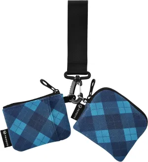 linqin Dark Blue Checkerboards Women's Wallets Card Cases Cute Fashion Wristlet Wallet Key Holder with Wristle Strap for Men Women 2 Packs