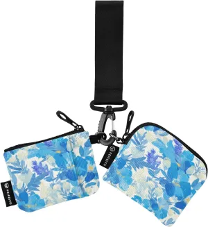 linqin Peacock Blue Flowers Women's Wallets Card Cases Mini Fashion Wristlet Wallet Key Holder with Keychain for Men Women 2 Packs