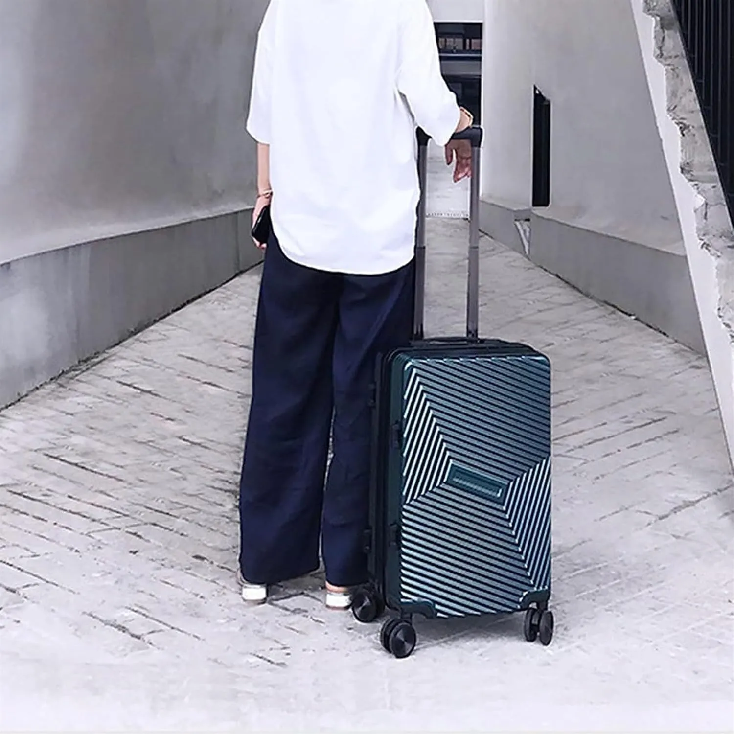 Luggage Portable Suitcases Aluminum Frame Luggage With Spinner Wheels Carry On Luggage Trolley Suitcase (Color : E, Size : 20 in)