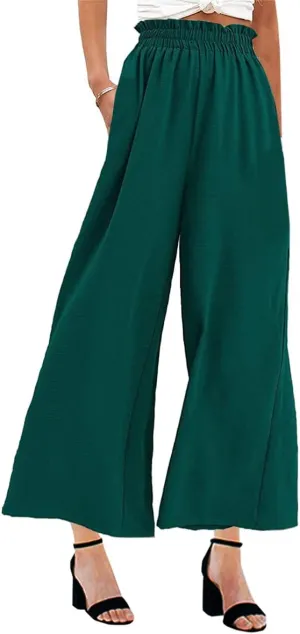 MAYFASEY Women's High Waist Wide Leg Long Palazzo Pants Casual Lounge Pants Flowy Trousers with Pockets
