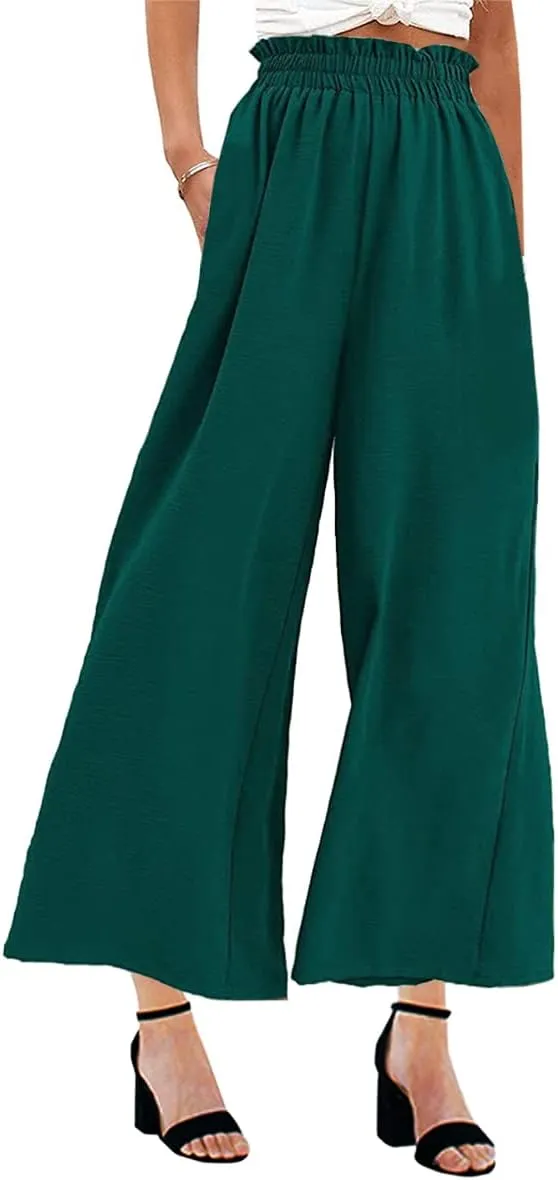 MAYFASEY Women's High Waist Wide Leg Long Palazzo Pants Casual Lounge Pants Flowy Trousers with Pockets