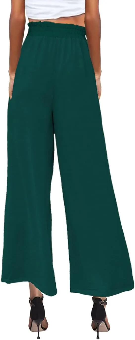 MAYFASEY Women's High Waist Wide Leg Long Palazzo Pants Casual Lounge Pants Flowy Trousers with Pockets