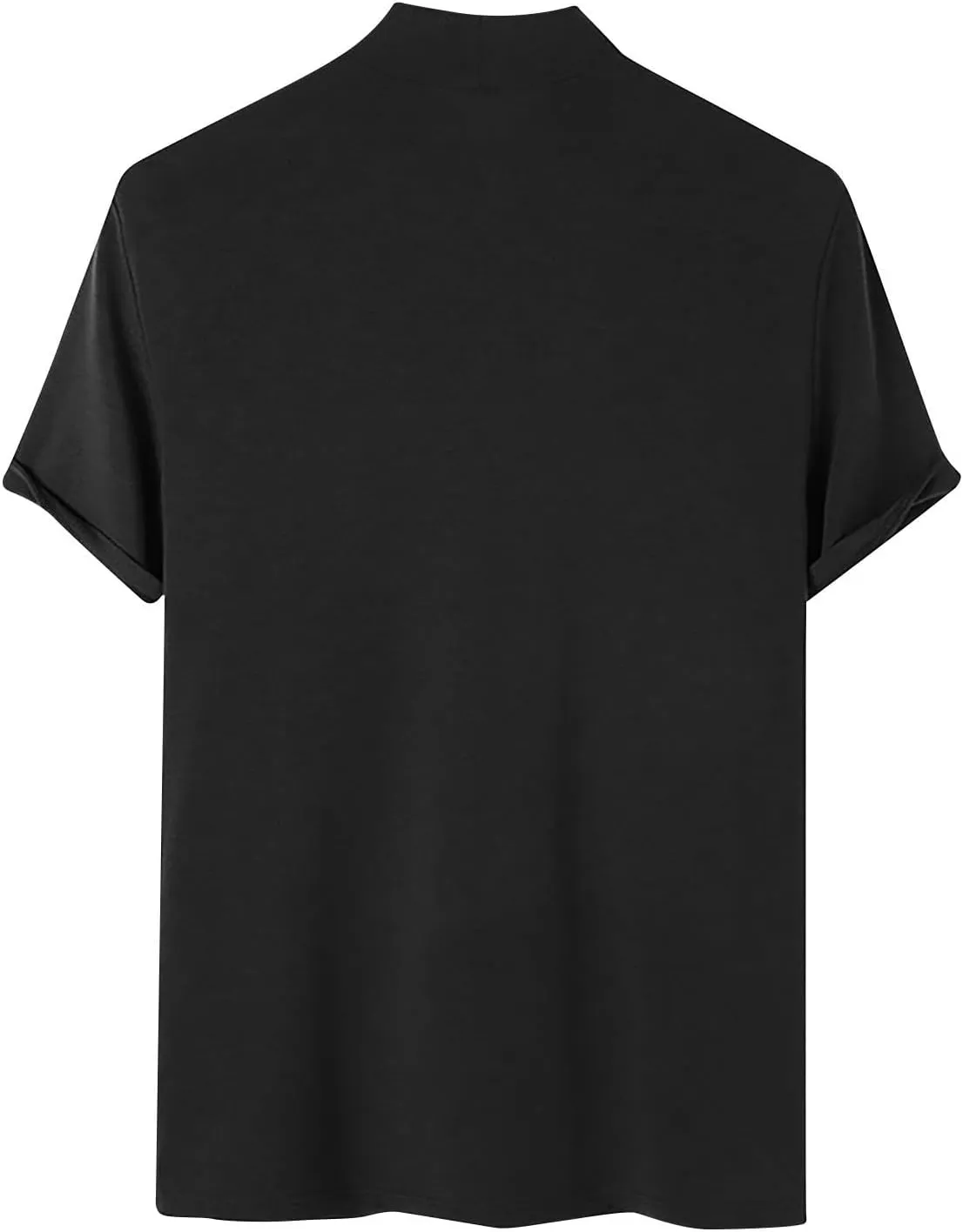 Mens Casual Turtleneck Mock Neck T Shirt Short Sleeve Slim Fit Undershirt Casual Basic Pullover Solid Tops