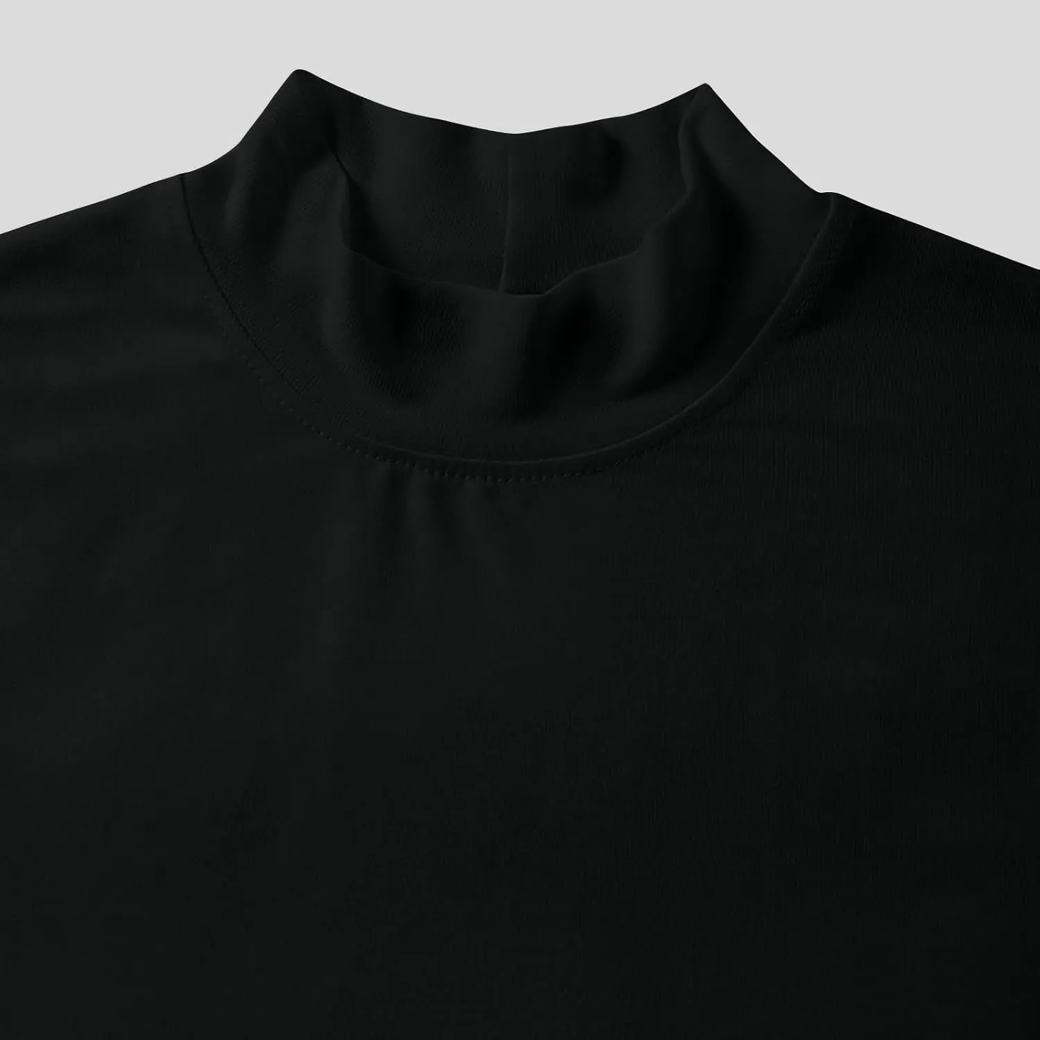 Mens Casual Turtleneck Mock Neck T Shirt Short Sleeve Slim Fit Undershirt Casual Basic Pullover Solid Tops