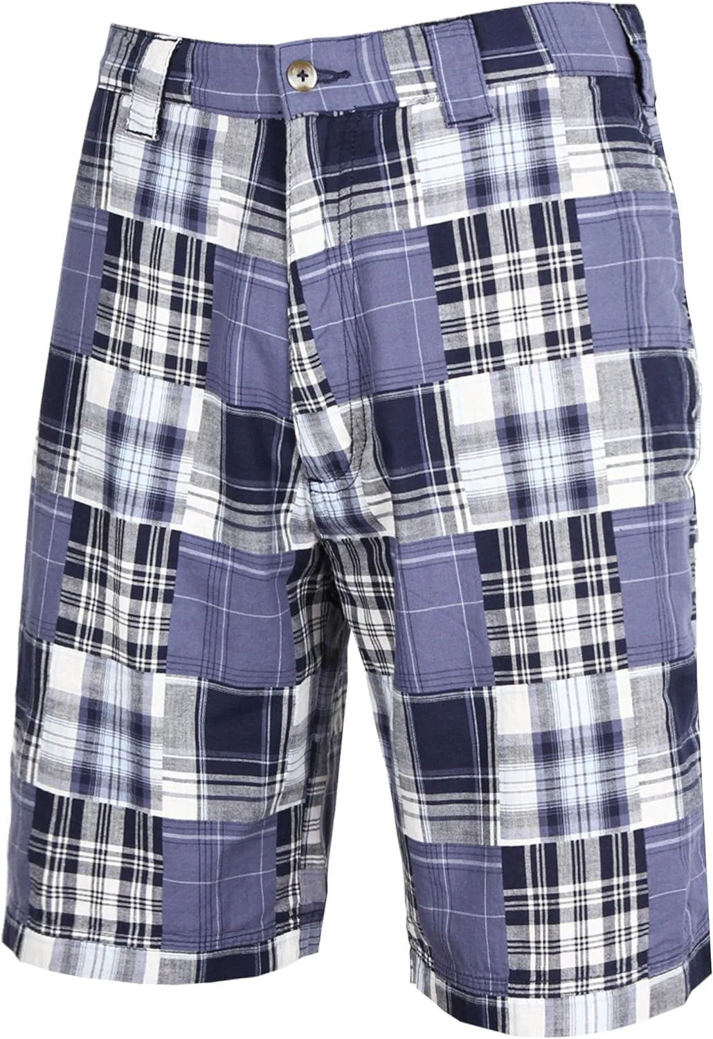 Mens Cotton Patchwork Plaid Shorts