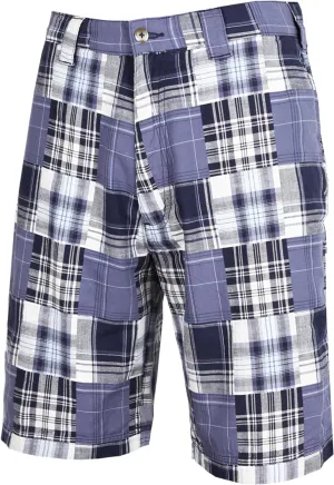 Mens Cotton Patchwork Plaid Shorts