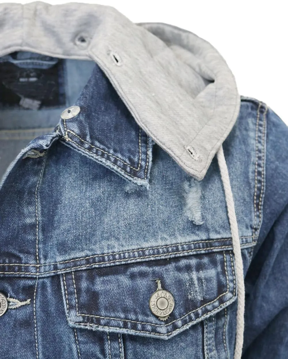 Men's Distressed Denim Jacket Ripped Jean Jacket
