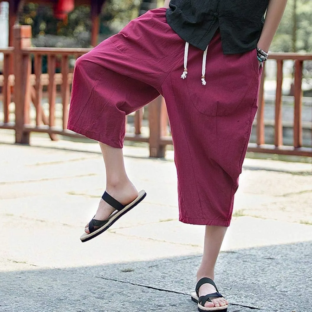 Mens Harem Pants Clearance,Casual Fashion Loose Soft Slim Fit Outdoors Sports Baggy Cropped Trousers