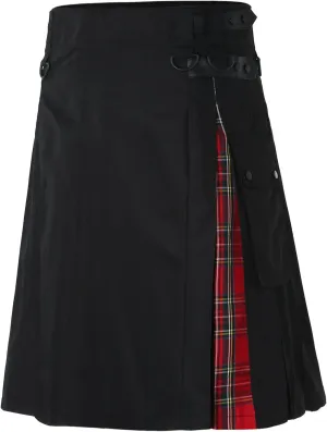 Mens Kilts Shorts Scottish Utility Pleated Plaid Skirts Modern Jeans Tartan Hybrid Kilt Vintage Gothic Kendo Costume
