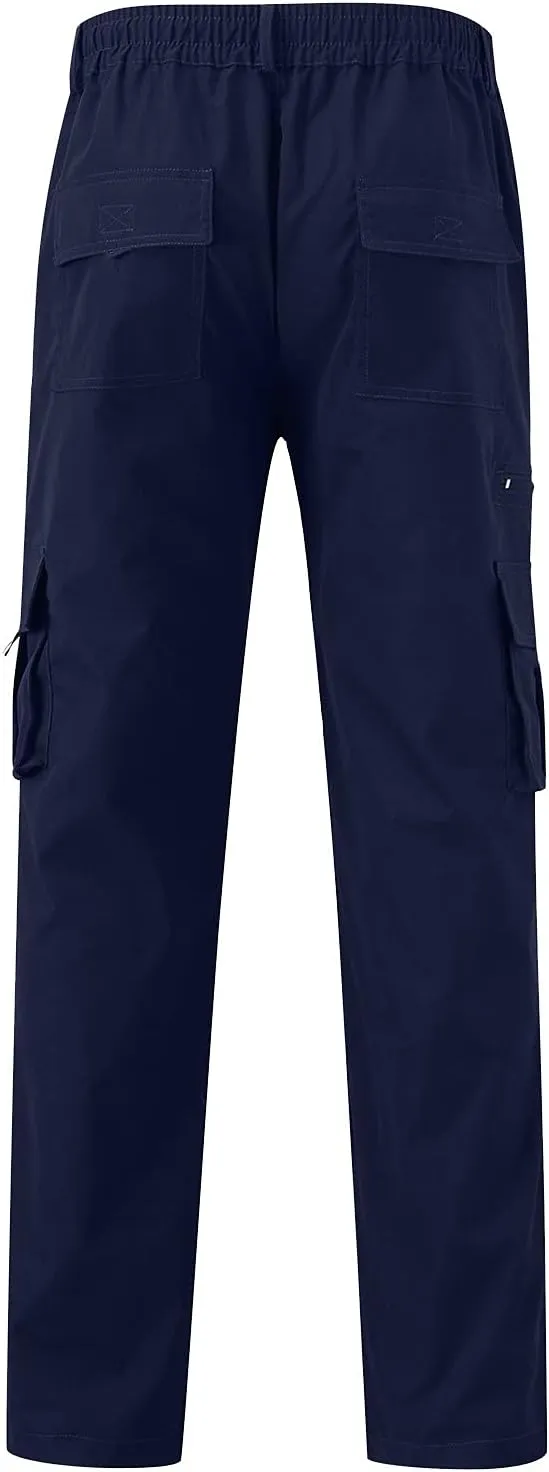 Men's Pant Casual Plus Size Joggers Gym Sweatpant Pockets Elasticated Stretch Waist Cargo Combat Work Pant