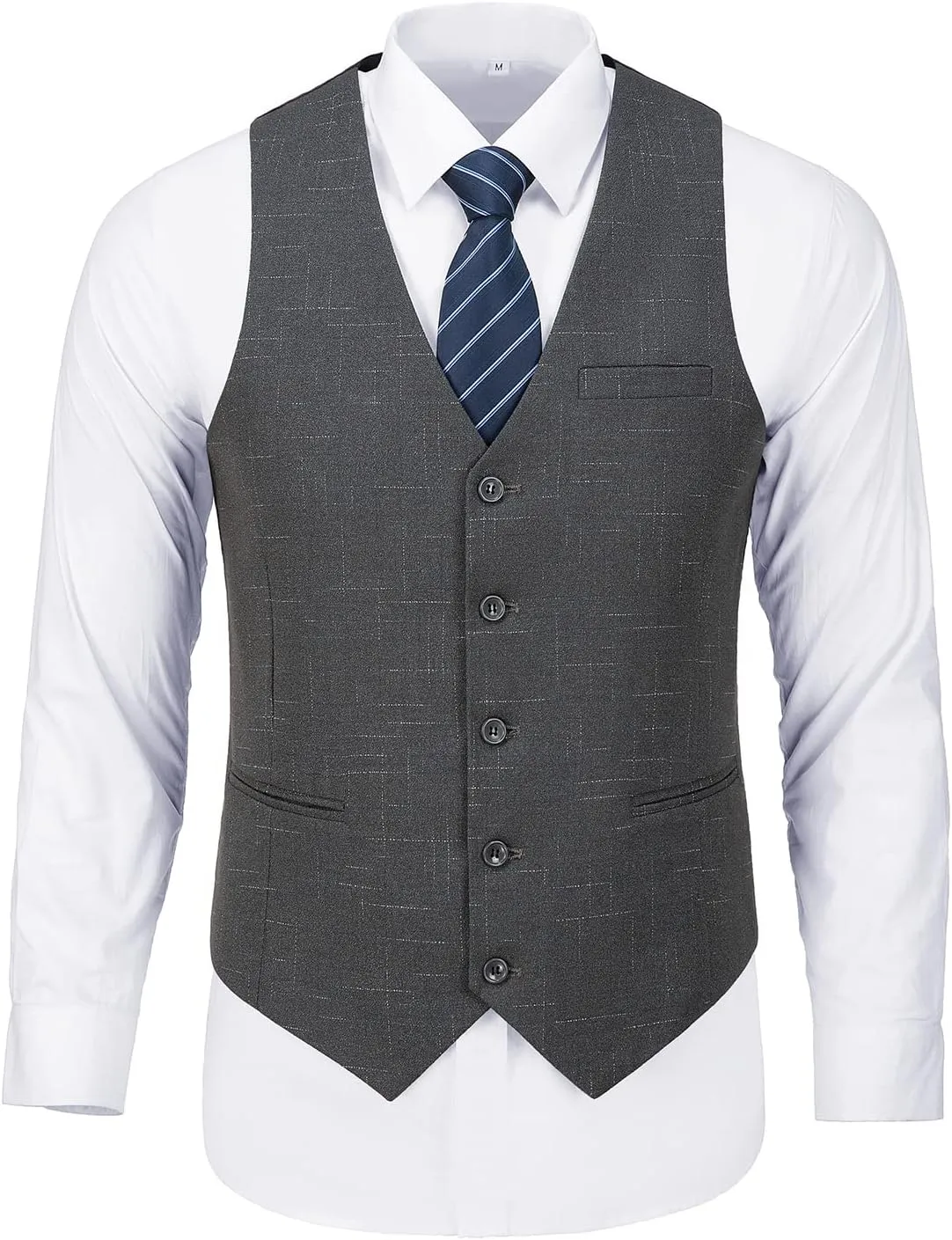 Mens Suits 3 Piece Plaid Slim Fit Tuxedo Double Breasted Prom Dress Suits Men Jackets Blazer Vest and Pants with Tie