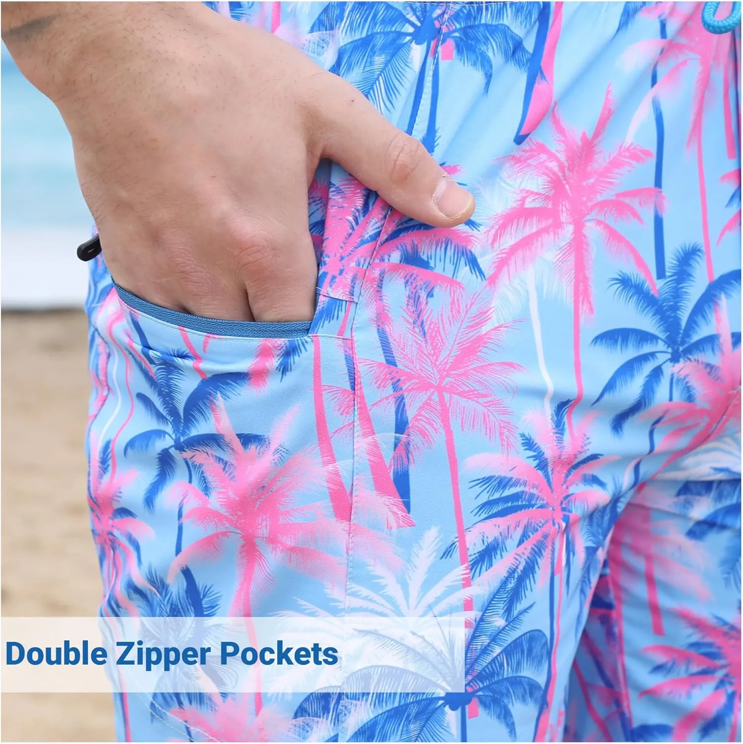 Men's Swim Trunks with Compression Liner Swim Shorts Board Shorts 9 Inch Quick Dry Bathing Suit with Zipper Pockets