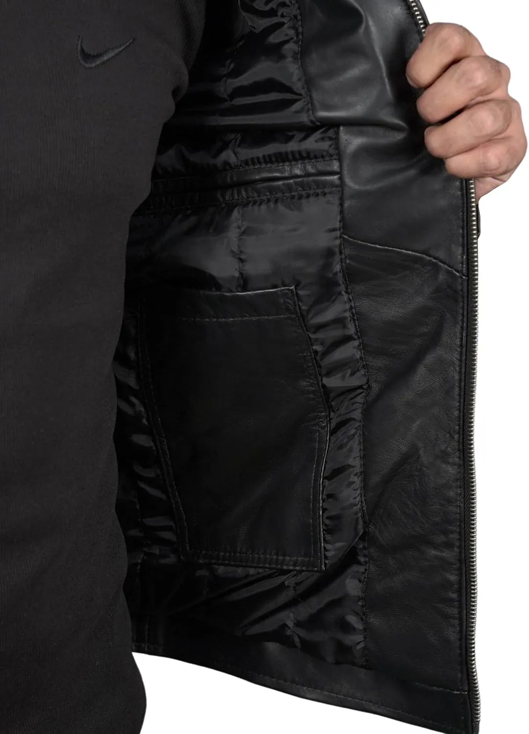 Mens X Wolverine Men Biker Leather Jacket | Hugh Logan Jackman Motorcycle Jacket Men with Brown Stripes