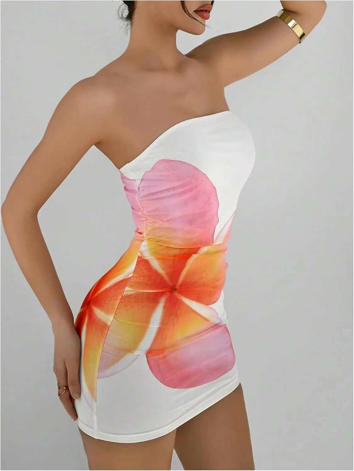Milumia Women's Floral Tube Mini Dress Sexy Backless Bodycon Vacation Beach Sleeveless Dresses
