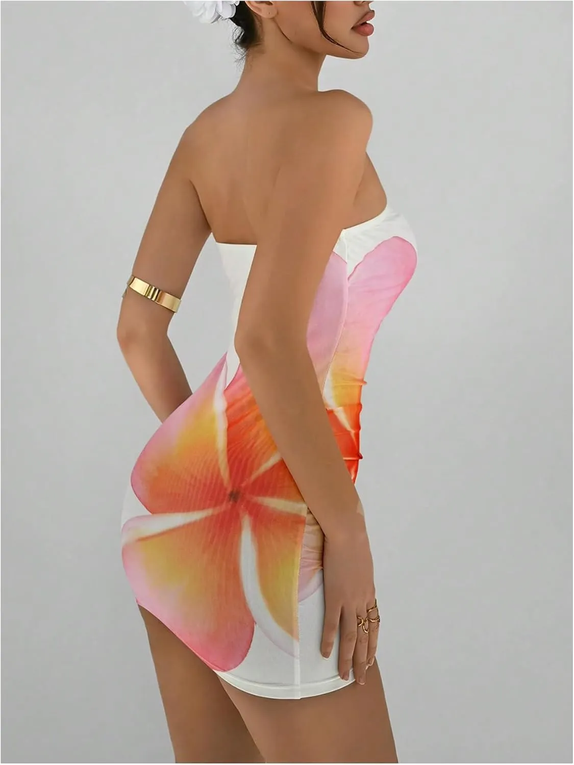 Milumia Women's Floral Tube Mini Dress Sexy Backless Bodycon Vacation Beach Sleeveless Dresses