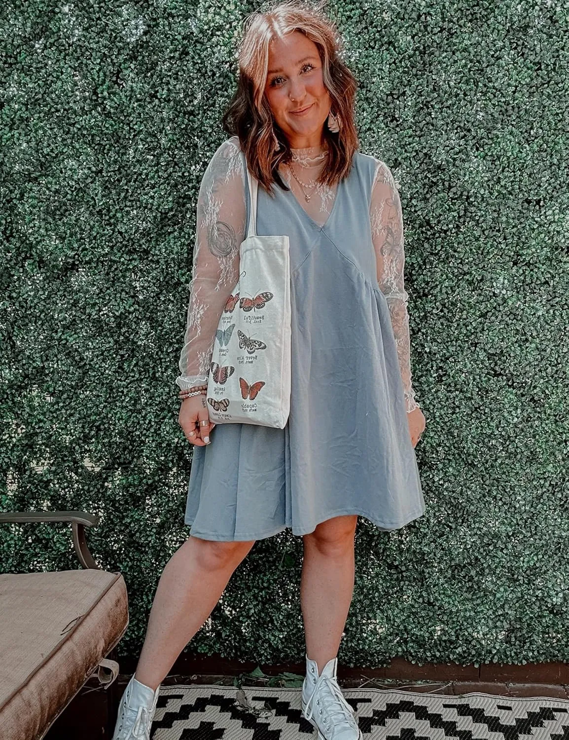 Mini Dress for Women 2025 Summer Casual Sleeveless V Neck Sundress Loose Babydoll Dress with Pockets