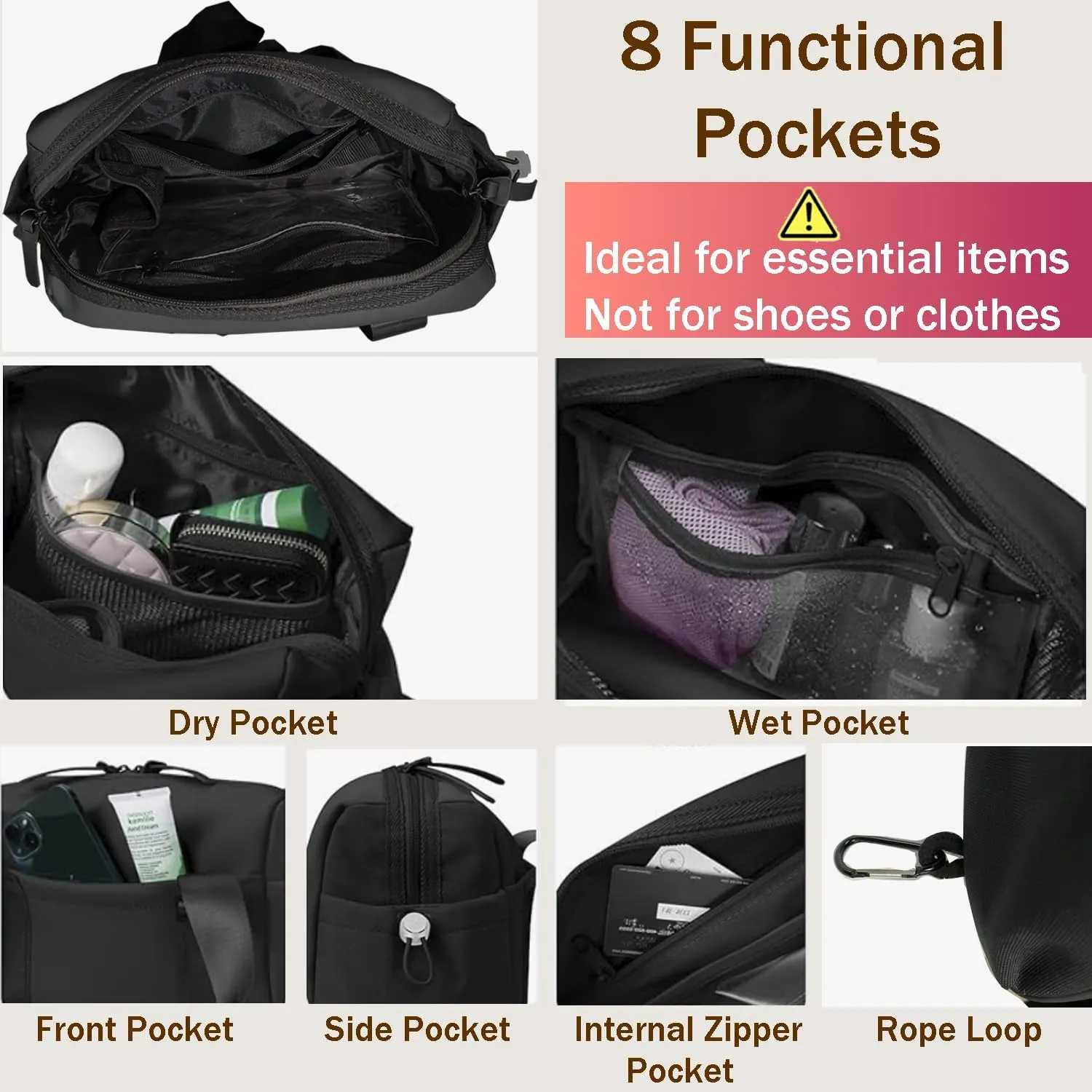 Mini Gym Bag for Women, Small Tote bag with Wet Compartment and Toiletry Bag for Yoga, Pilates, Swimming
