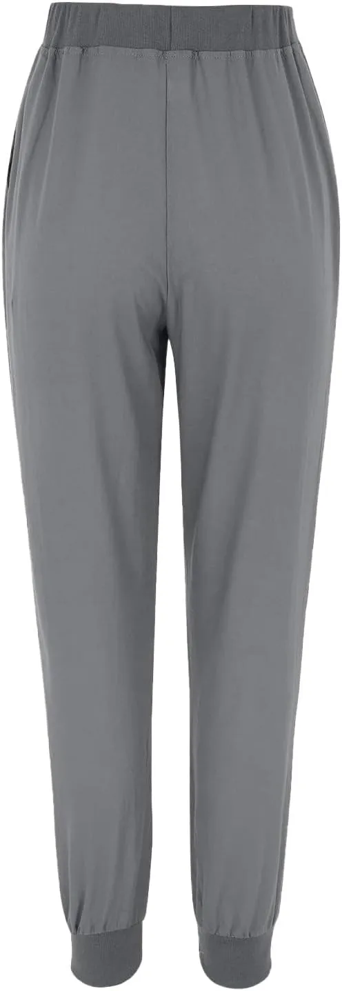 Miyaomn Women's Tapered Pants Cotton Linen Joggers Drawstring Elastic Waist Lounge Petite Pants Casual Trousers with Pockets