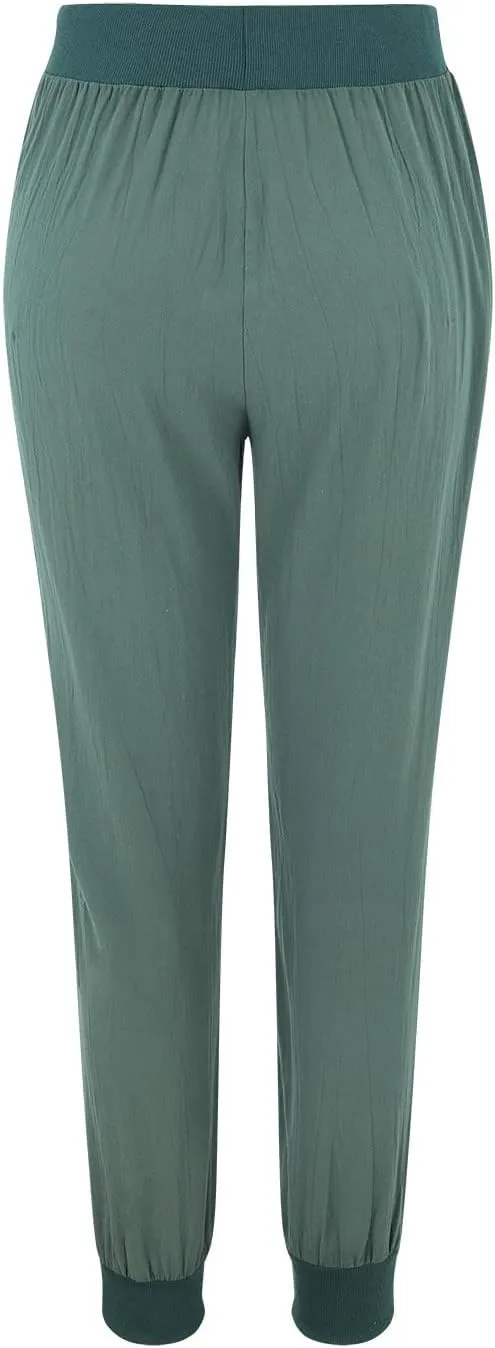 Miyaomn Women's Tapered Pants Cotton Linen Joggers Drawstring Elastic Waist Lounge Petite Pants Casual Trousers with Pockets