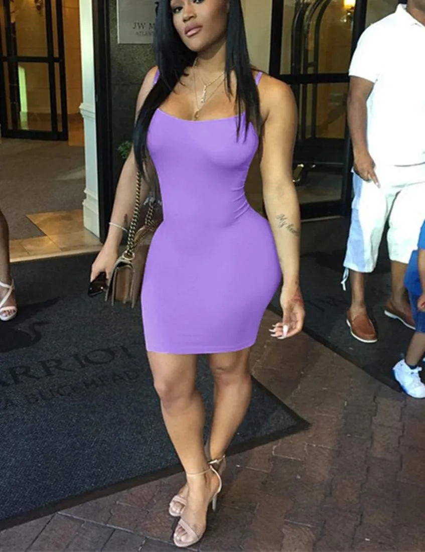 Mizoci Women's Sexy Sleeveless Spaghetti Strap Tank Bodycon Tight Mini Club Party Dress