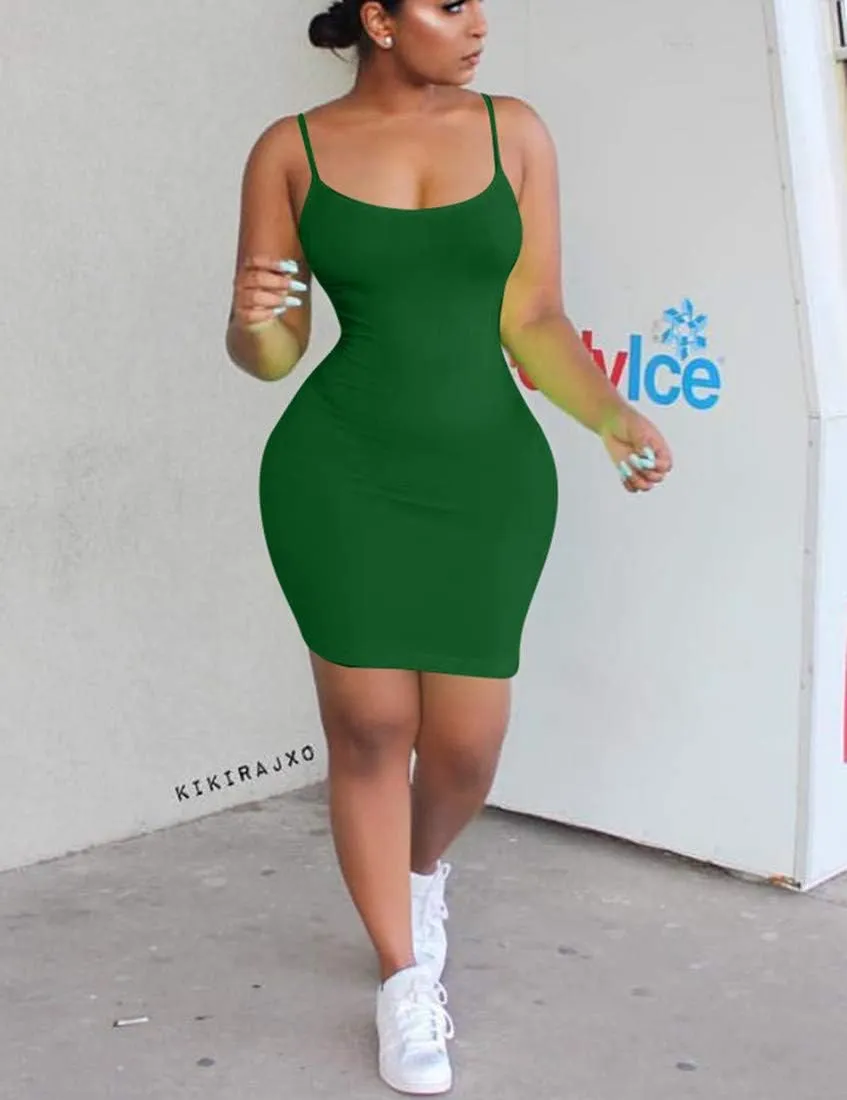 Mizoci Women's Sexy Sleeveless Spaghetti Strap Tank Bodycon Tight Mini Club Party Dress