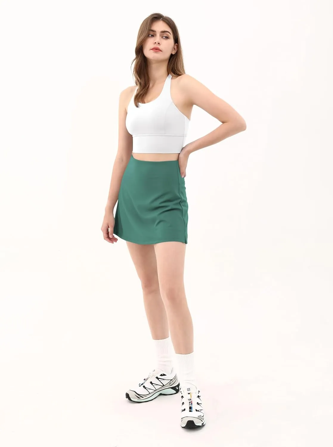 ODODOS Women's Athletic Tennis Skorts with Pockets Built-in Shorts Golf Active Skirts for Sports Running Gym Training
