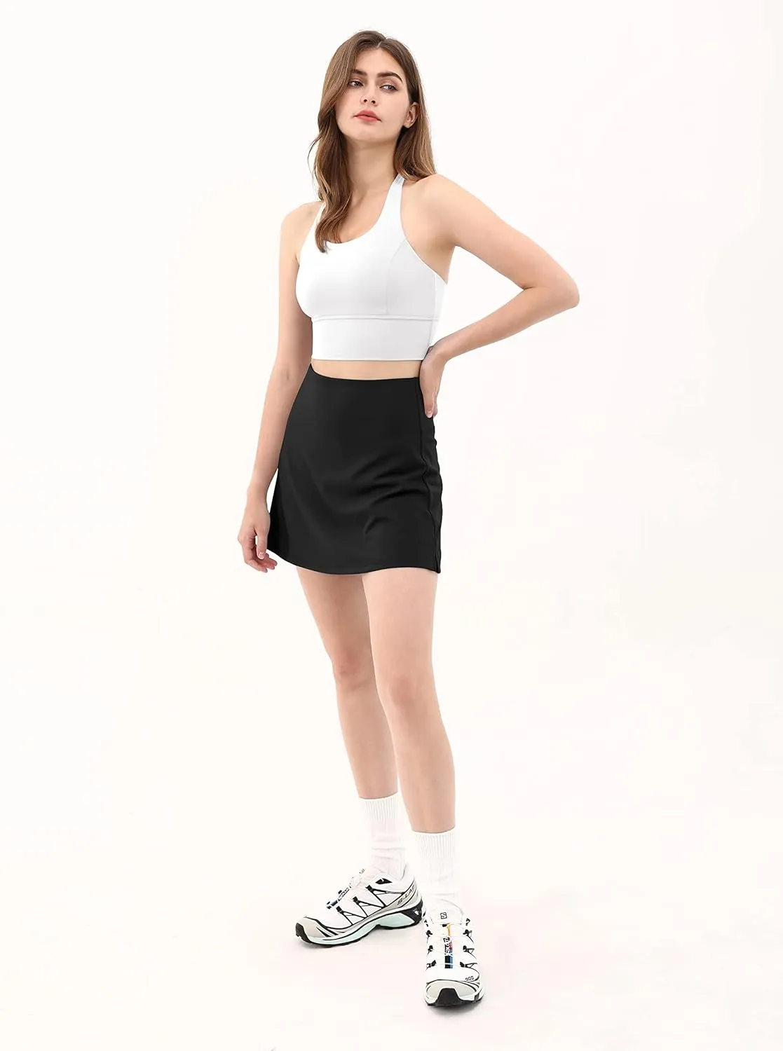 ODODOS Women's Athletic Tennis Skorts with Pockets Built-in Shorts Golf Active Skirts for Sports Running Gym Training