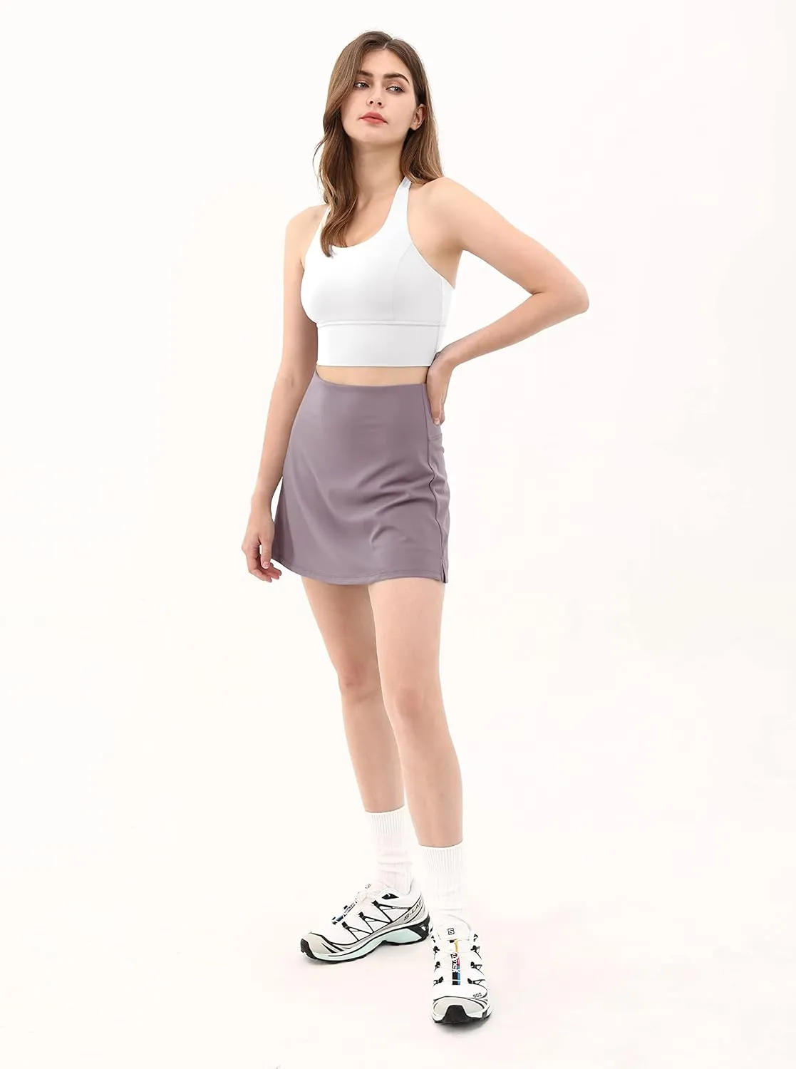 ODODOS Women's Athletic Tennis Skorts with Pockets Built-in Shorts Golf Active Skirts for Sports Running Gym Training