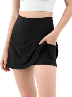 ODODOS Women's Athletic Tennis Skorts with Pockets Built-in Shorts Golf Active Skirts for Sports Running Gym Training