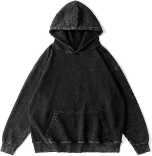 Oversized Vintage Hoodie for Women Cotton Loose Fit Baggy Hooded Sweatshirt Trendy Basic Acid Wash Pullover Top