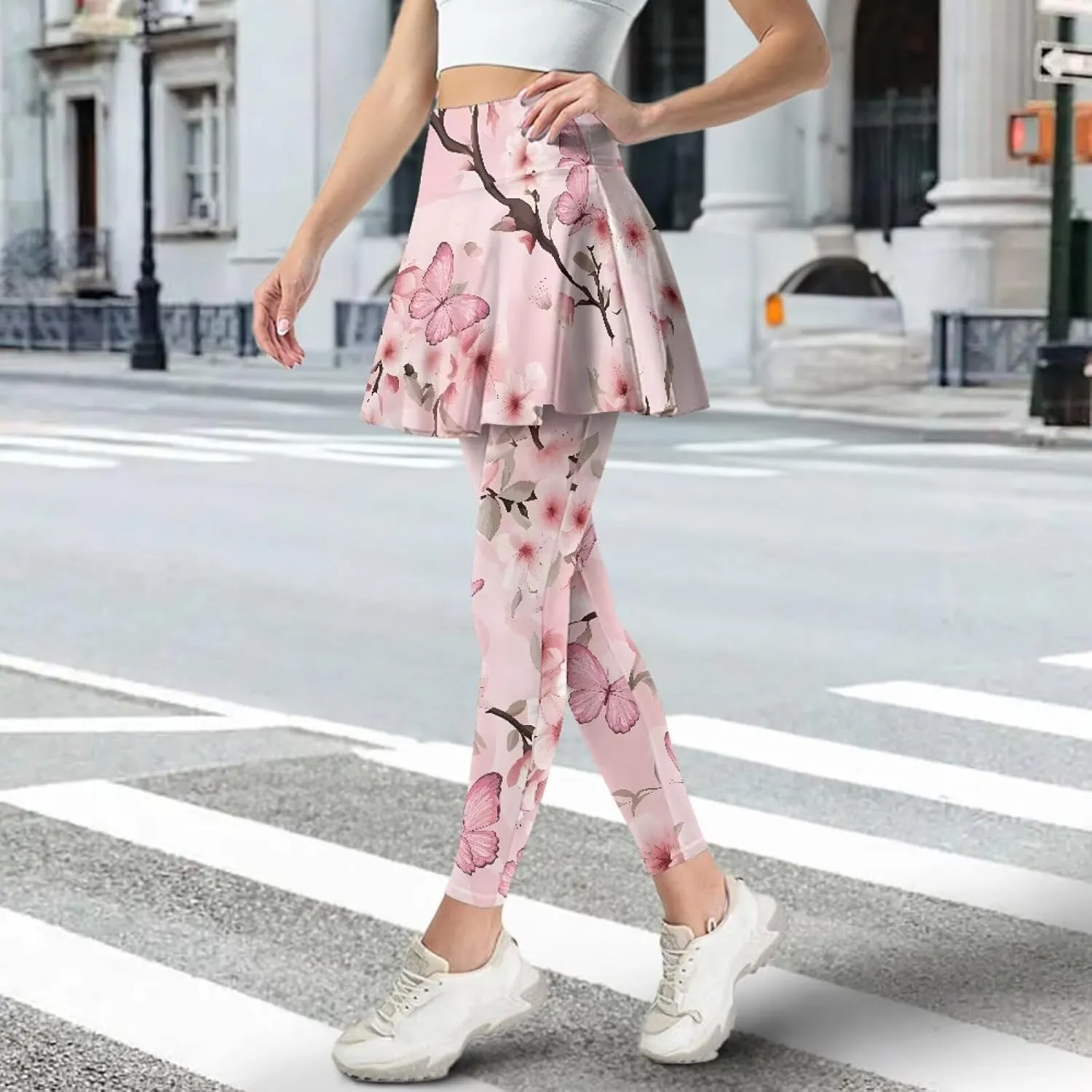 POLERO Womens Short Skirts Tennis Leggings Tummy Control High Waisted Yoga Pants Modest Casual Outfits