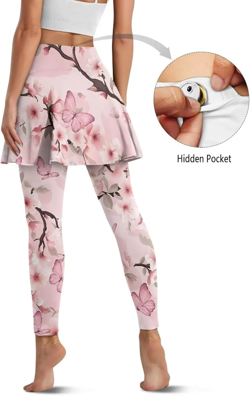 POLERO Womens Short Skirts Tennis Leggings Tummy Control High Waisted Yoga Pants Modest Casual Outfits