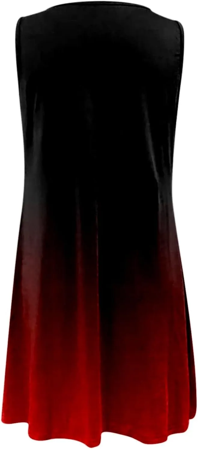 PTOLOCIF Summer Dresses for Trendy Boho Floral Print Cover Up Crew Neck Sleeveless Sundresses Size 16 Evening Gown