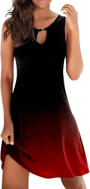PTOLOCIF Summer Dresses for Trendy Boho Floral Print Cover Up Crew Neck Sleeveless Sundresses Size 16 Evening Gown