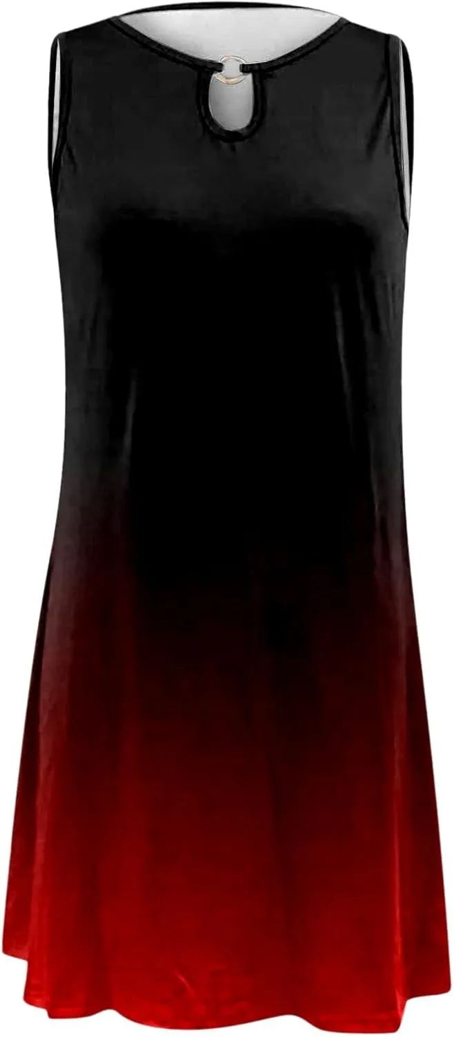 PTOLOCIF Summer Dresses for Trendy Boho Floral Print Cover Up Crew Neck Sleeveless Sundresses Size 16 Evening Gown