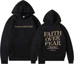 QYZ-Top Faith Over Fear Christian Hoodies Sweatshirt Womens Pullover Y2K Jesus Bible Verse Oversized Religious Sayings Tops