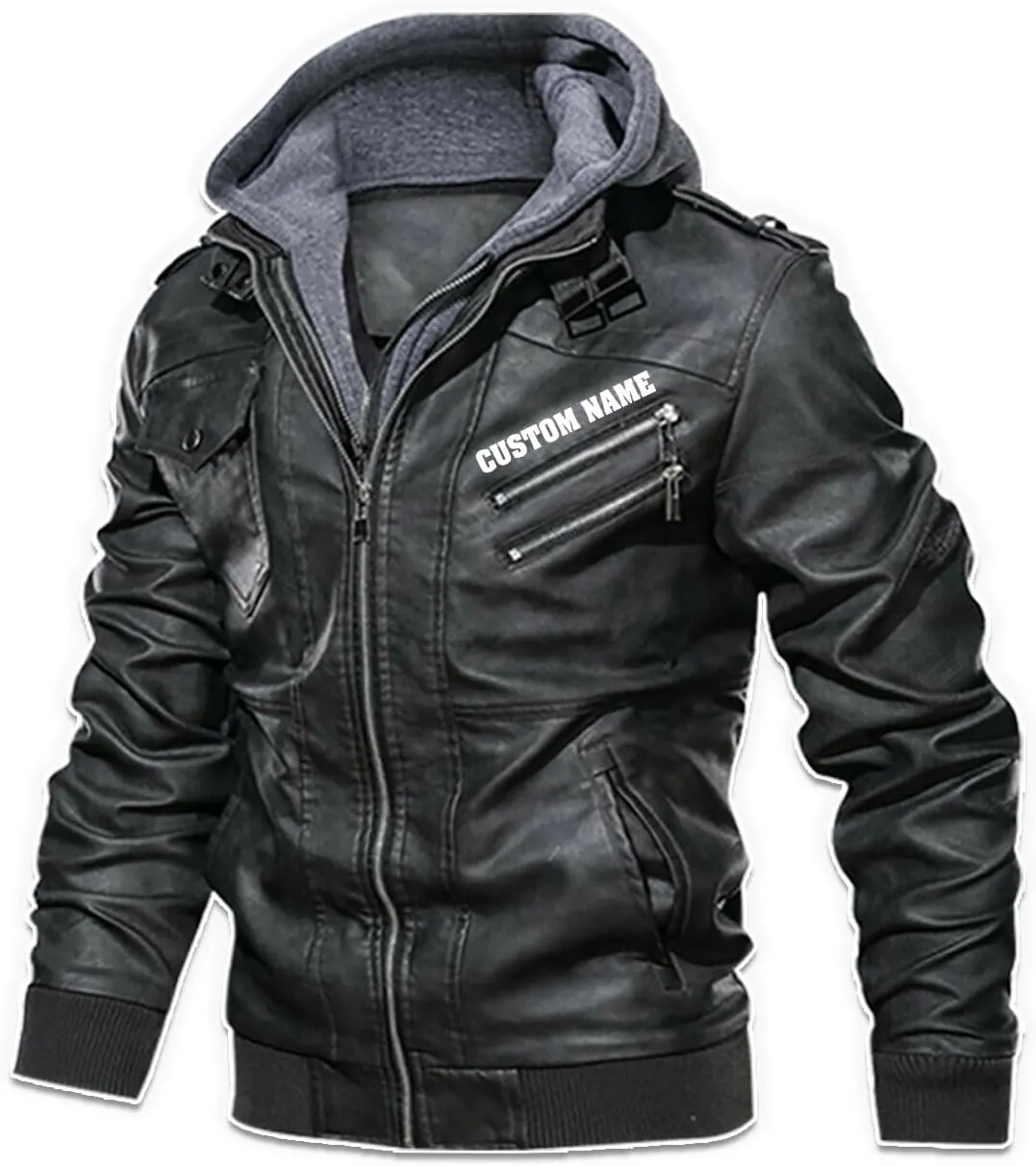 Reaper Death Grim Ghost Evil Praying Gothic Dark Skull Custom Name Men Leather Jacket Coat Removable Hood