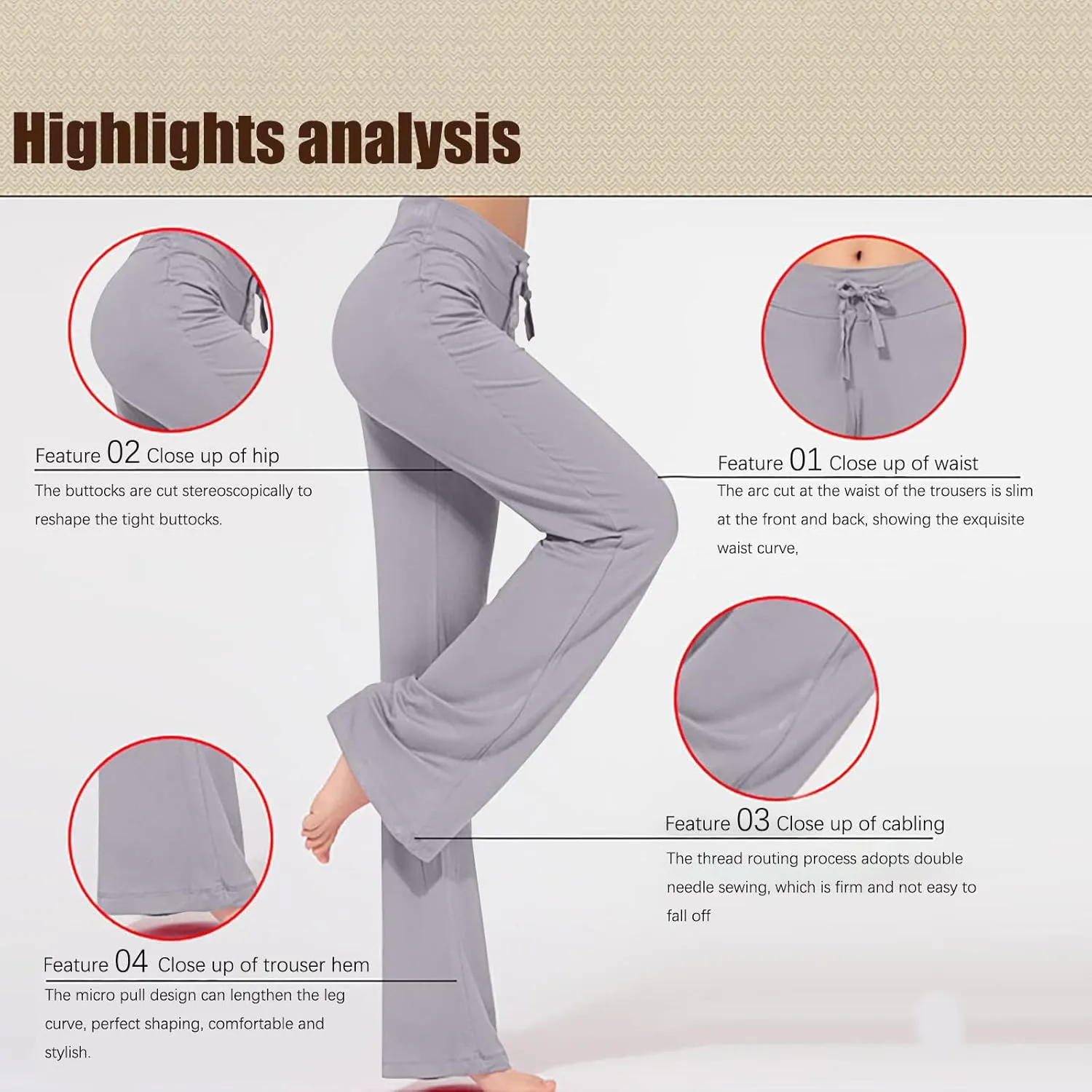 Ruziyoog Flared Yoga Pants for Women High Waist Stretchy Loose Casual Trousers Wide Leg Lounge Joggers Sweatpants