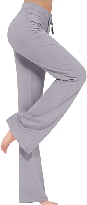 Ruziyoog Flared Yoga Pants for Women High Waist Stretchy Loose Casual Trousers Wide Leg Lounge Joggers Sweatpants