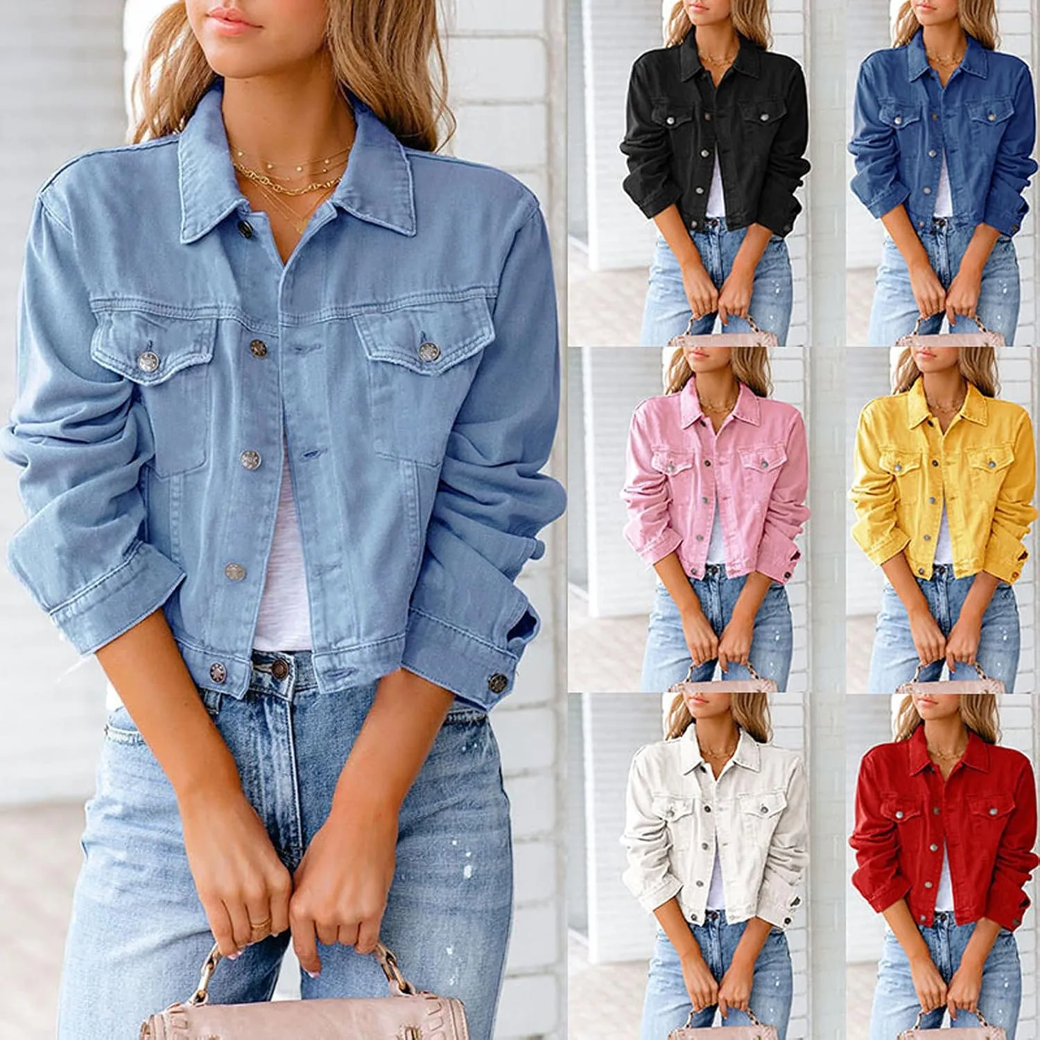 SERYU Jean Jacket for Women Ripped Puff Sleeve Frayed Slim Denim Crop Top Cropped Jean Jacket