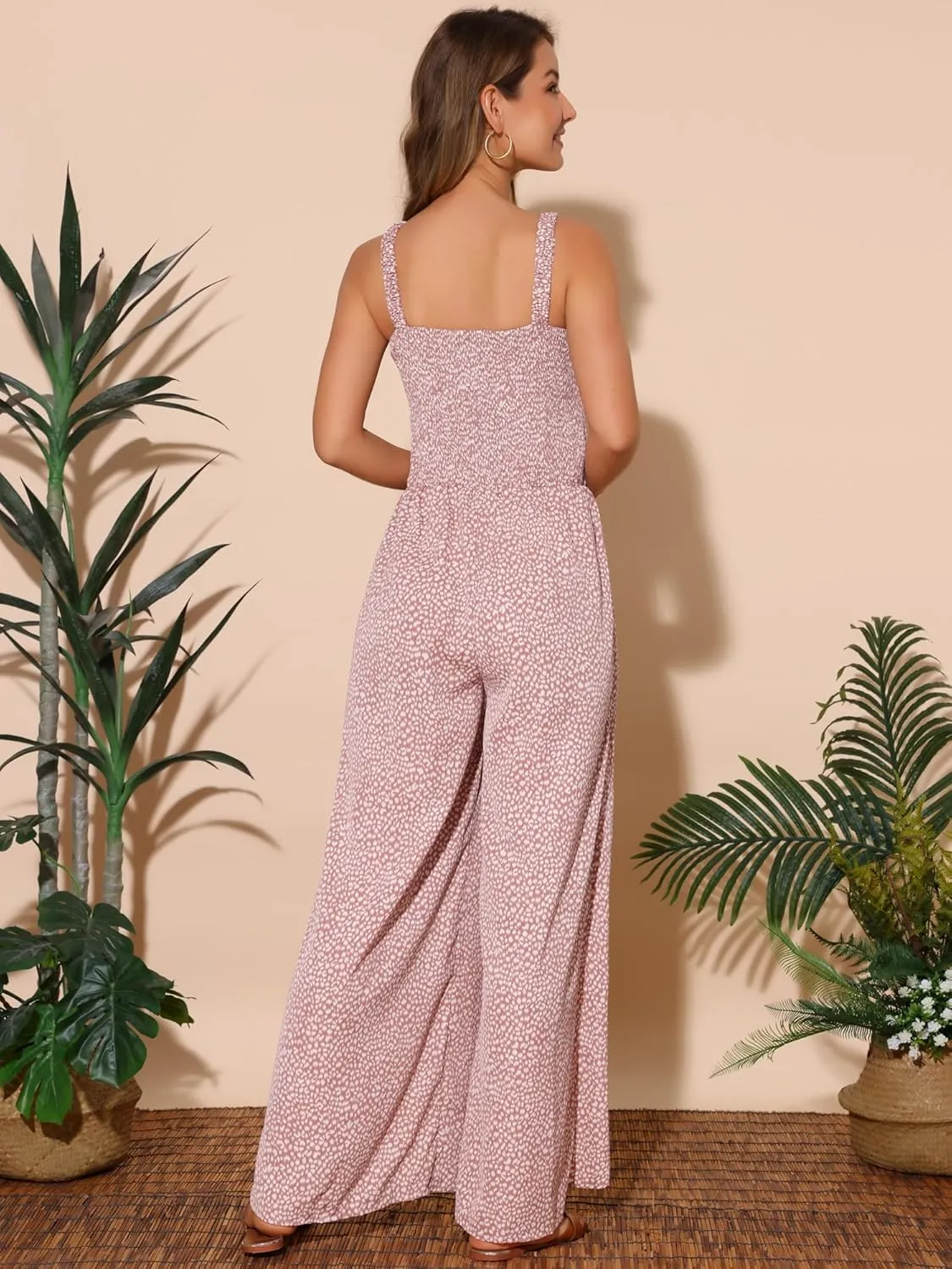 Seta T Women's Casual Loose Overalls Jumpsuits One Piece Sleeveless Split Wide Leg Long Pant Rompers with Pockets