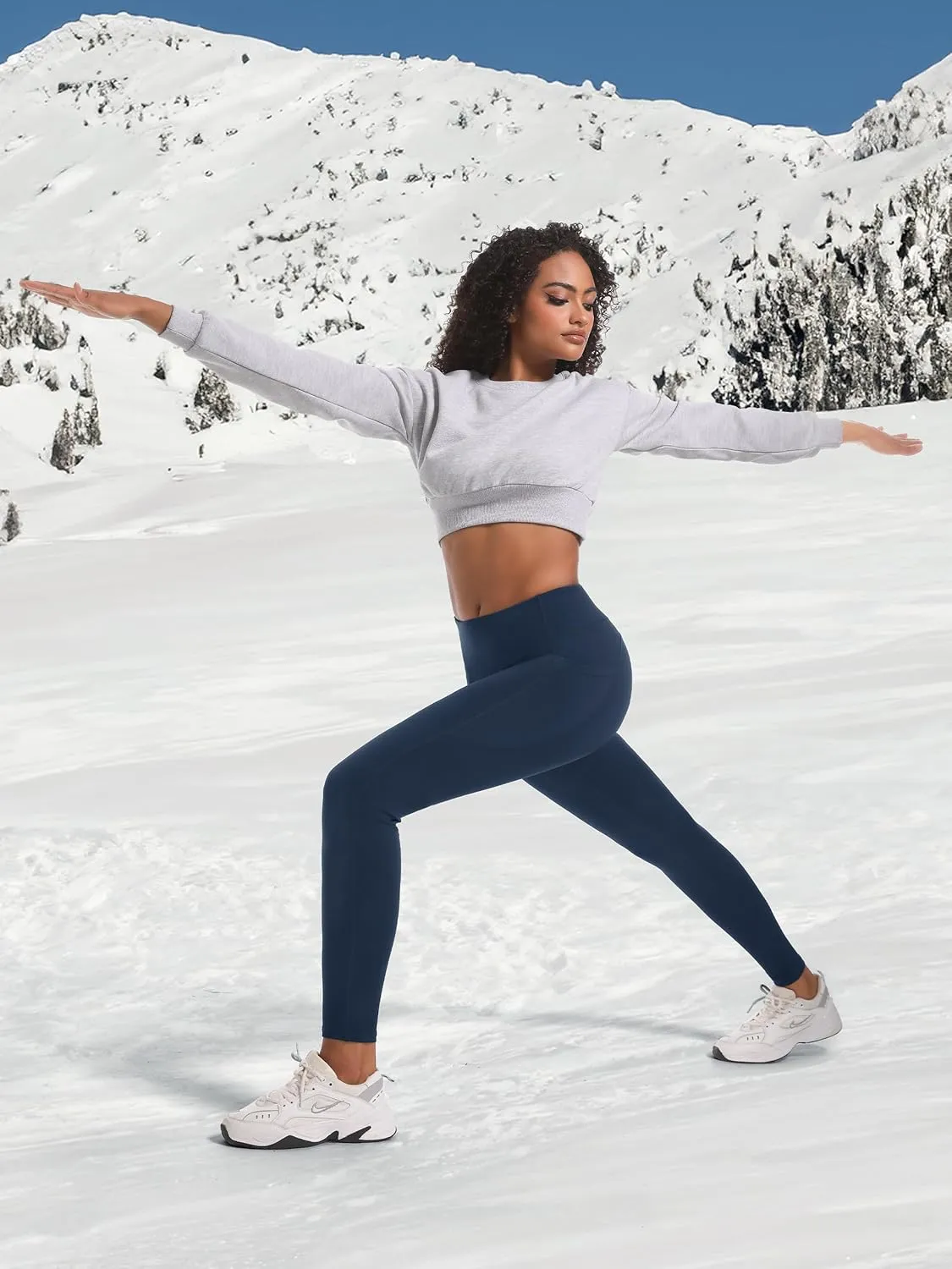 SEVEGO Women's 28"/31"/34" Fleece Lined Yoga Leggings Thermal High Waisted Workouts Pants with Pockets