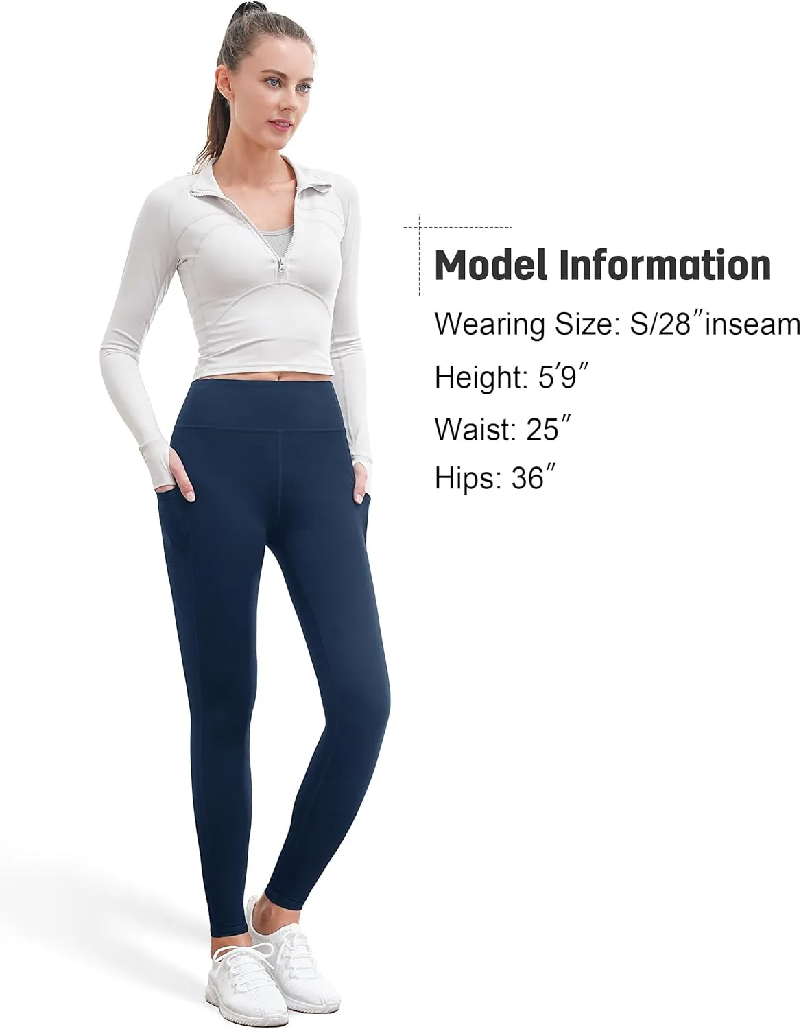 SEVEGO Women's 28"/31"/34" Fleece Lined Yoga Leggings Thermal High Waisted Workouts Pants with Pockets