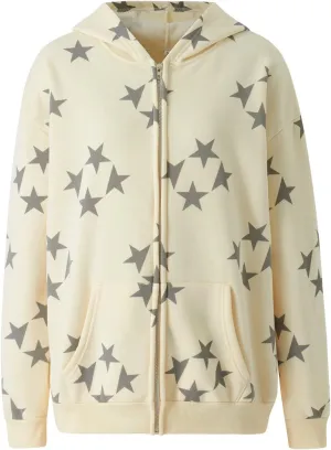 Seyurigaoka Women Y2K Star Zip Up Hoodie Retro Harajuku Oversized Gothic Hip Hop Sweatshirts Grunge Jacket Streetwear